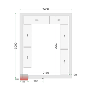 Negativna hladilna komora TEFCOLD - 2400x3000: Optimalna izolacija, dimenzije prilagojene profesionalcem