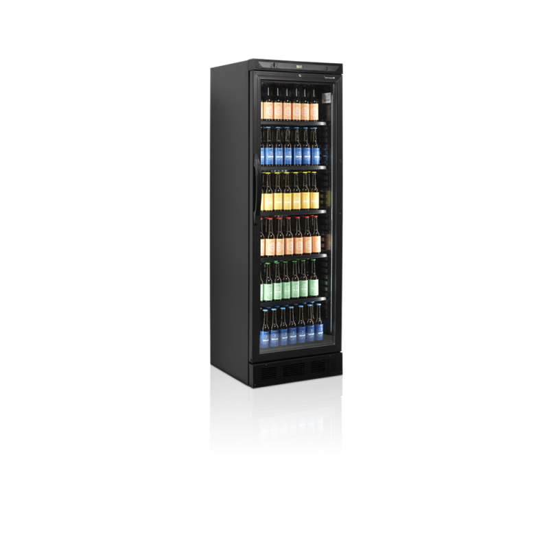 Black TEFCOLD Beverage Refrigerated Cabinet - Glass Door 347L - Elegance and Performance Black TEFCOLD Beverage Refrigerated Cabinet - Glass Door 347L - Elegance and Performance