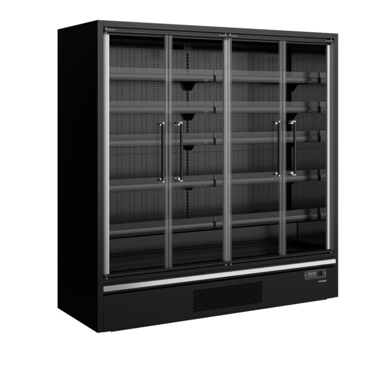 Vitrine Hladilnik Supermarket Črna - 4 Steklena Vrata - TEFCOLD
