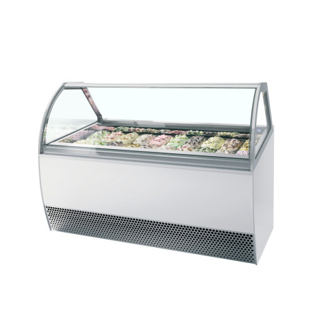 Ventilirana vitrina za sladoled z ukrivljeno sprednjo stranjo - 20 x 5L TEFCOLD: Poudarite svoje sladolede
