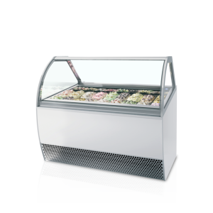 Vitrine za sladoled z ventilacijo, ukrivljena sprednja stran - 18 x 5 L - TEFCOLD Millenium LX18: Spektakularna predstavitev vaš