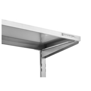 Stenska polica iz nerjavečega jekla na nosilcih 2 nivoja - L 1200 x P 400 mm - Dynasteel