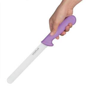 Nož za kruh Hygiplas vijoličen 200 mm: Rezanje brez napora!