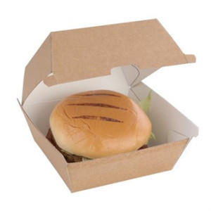 Majhne kompostabilne hamburger škatle 112mm - paket 150 Kraft Fiesta