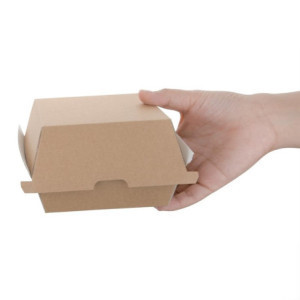 Majhne kompostabilne hamburger škatle 112mm - paket 150 Kraft Fiesta