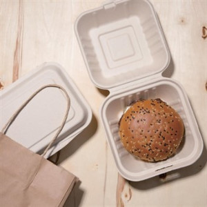 Škatle za hamburgerje iz naravnega bagasa, kompostabilne, 152 mm - paket 500 - Ekologija in praktičnost v profesionalni kuhinji.