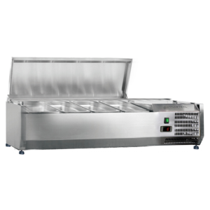 Saladette Hladilna za Postavitev Pokrov Inox - 3 x GN 1/3 + 1 x GN 1/2 - Dynasteel