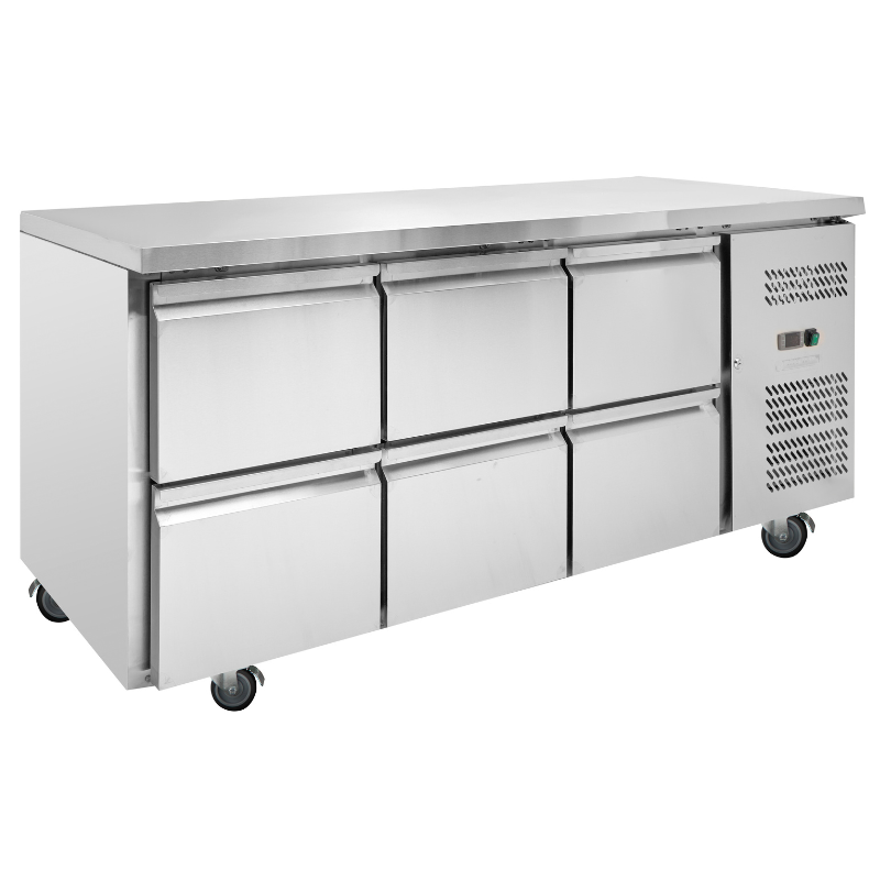 Pozitivna hladilna miza - 6 predalov - Dynasteel