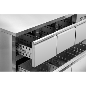 Pozitivna hladilna miza - 6 predalov - Dynasteel