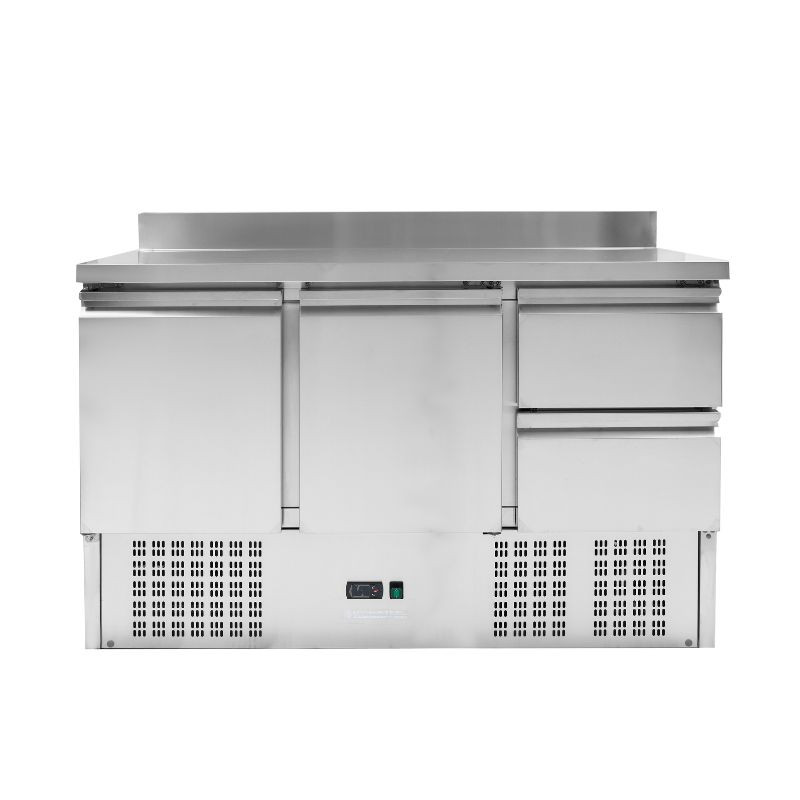 Pozitivna hladilna miza z zadnjo ploščo - 2 vrata in 2 predala GN 1/2 - Dynasteel Pozitivna hladilna miza z zadnjo ploščo - 2 vrata in 2 predala GN 1/2 - Dynasteel