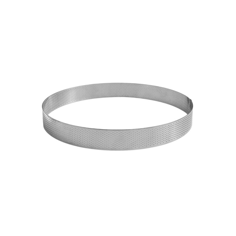 Perforated Stainless Steel Tart Ring 240mm - H35mm Gobel Perforated Stainless Steel Tart Ring 240mm - H35mm Gobel