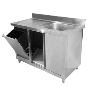 Pohištvo Potop 1 Korito z Zadnjo ploščo in Koš za smeti - 1200 x 600 mm - Dynasteel