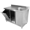 Pohištvo Potop 1 Korito z Zadnjo ploščo in Koš za smeti - 1200 x 600 mm - Dynasteel