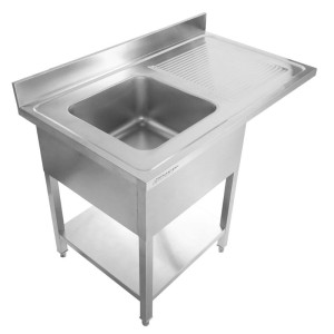 Plunge z Odsekom Pomivalnega Stroja, Hrbtno Ploščo in Polico - 1200 x 600 - Odkapnik na Desni - Dynasteel