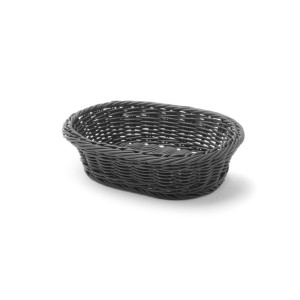 Ovalna črna košara za kruh - 250 x 190 mm
