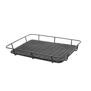 Košara za kruh z robom iz nerjavečega jekla, črna - 400 x 300 mm