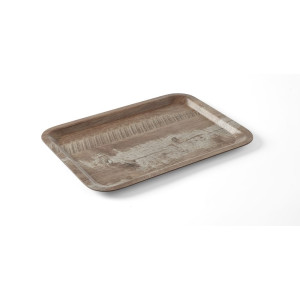 Pladen za serviranje iz melamina s potiskom temnega lesa - 350 x 240 mm