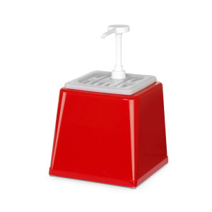 Distributer omake s črpalko - Rdeč - 2,5 L - Hendi