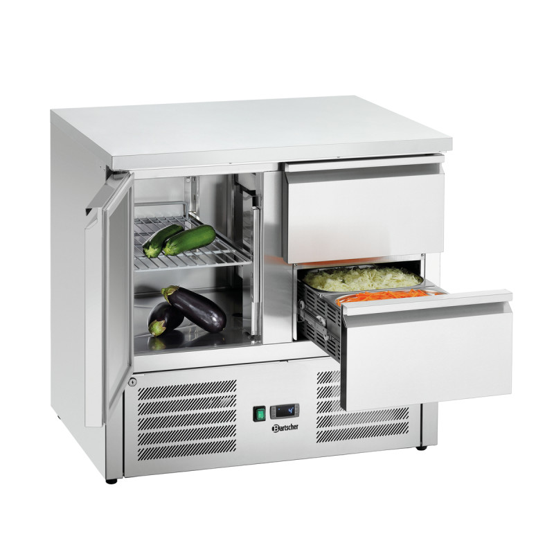 Refrigerated table with 2 drawers and 1 door for professional use Refrigerated table with 2 drawers and 1 door for professional use