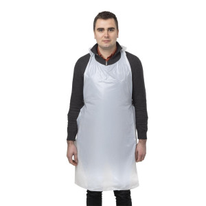 Papirnati predpasnik bel iz polietilena - paket 100 kosov - FourniResto - Fourniresto