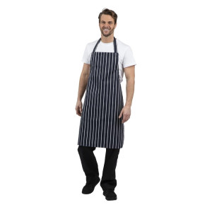 Predpasnik Bavette Brez žepa, črtast modro-beli 965 x 710 mm - Oblačila za kuharje Whites - Fourniresto