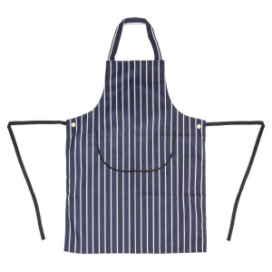 Predpasnik Bavette z žepom, črtast modro-beli 965 x 710 mm - Bela kuharska oblačila - Fourniresto