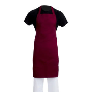 Predpasnik Bavette Bordeaux iz polikotona 710 x 970 mm - Bela kuharska oblačila - Fourniresto