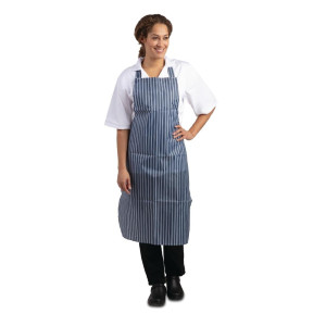 Predpasnik Bavette Odporen na madeže, črtast modro-beli 1016 x 711 mm - Oblačila za kuharje Whites - Fourniresto
