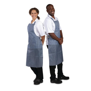 Predpasnik Bavette Odporen na madeže, črtast modro-beli 1016 x 711 mm - Oblačila za kuharje Whites - Fourniresto