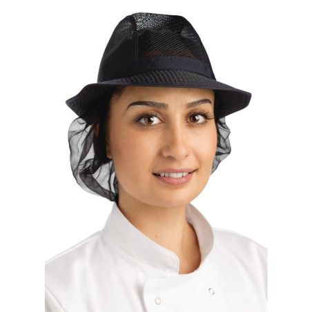 Klobuk Trilby v mornarsko modri barvi s čipko - velikost M 570 mm - FourniResto - Fourniresto