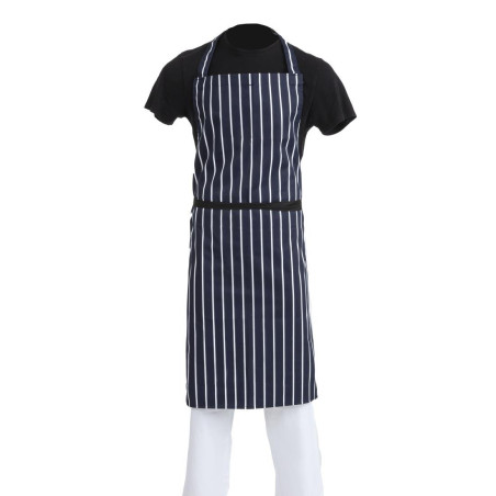 Predpasnik Bavette Extra Long brez žepa, črtast modro-beli - Whites Chefs Clothing - Fourniresto
