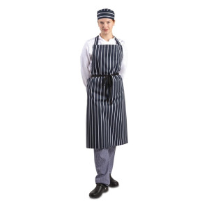 Predpasnik Bavette Extra Long brez žepa, črtast modro-beli - Whites Chefs Clothing - Fourniresto