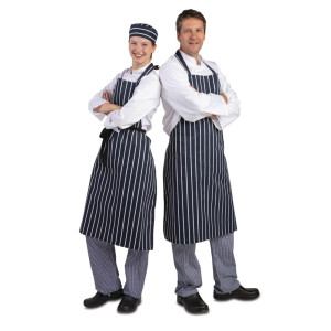 Predpasnik Bavette Extra Long brez žepa, črtast modro-beli - Whites Chefs Clothing - Fourniresto
