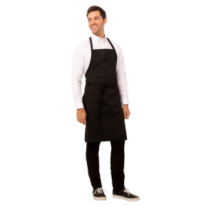 Predpasnik Bavette Črn z žepi in nastavljivim ovratnikom - Chef Works - Fourniresto