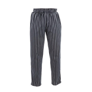 Hlače za kuhinjo unisex Baggy črne in bele črte - velikost XL - Chef Works - Fourniresto
