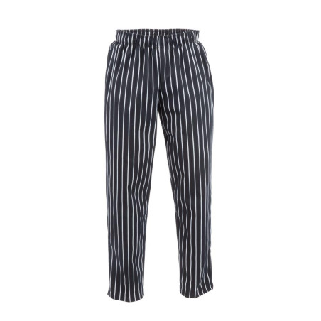 Hlače za kuhinjo unisex Baggy črne in bele črte - velikost XL - Chef Works - Fourniresto