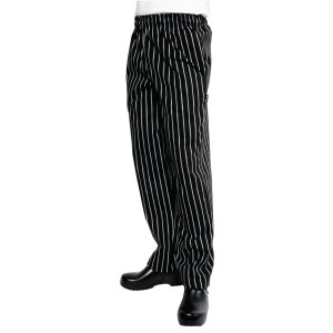 Hlače za kuhinjo unisex Baggy črne in bele črte - velikost XL - Chef Works - Fourniresto