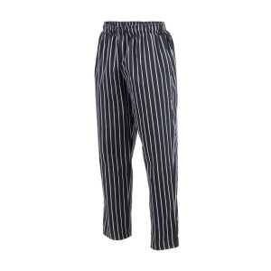 Hlače za kuhinjo unisex Baggy črne in bele črte - velikost XL - Chef Works - Fourniresto