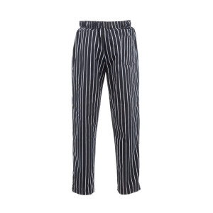 Hlače za kuhinjo unisex Baggy črne in bele črte - velikost XL - Chef Works - Fourniresto