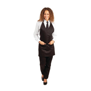 Predpasnik natakarja s črnim V-izrezom iz poliestra/bombaža 838 x 698 mm - Whites Chefs Clothing - Fourniresto