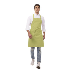Predpasnik Bavette z nastavljivim ovratnikom in dvojnim žepom v antracitno zeleni barvi 610 x 860 mm - Chef Works - Fourniresto