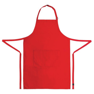 Predpasnik Bavette z nastavljivim ovratnikom in dvojnim žepom rdeče barve 610 x 860 mm - Chef Works - Fourniresto