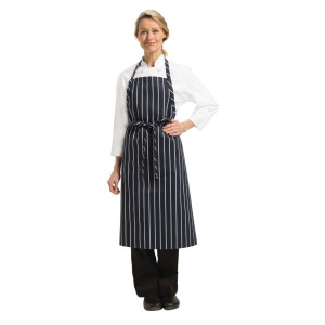 Predpasnik Bavette Premium s črtastim modrim in belim vzorcem - Chef Works - Fourniresto