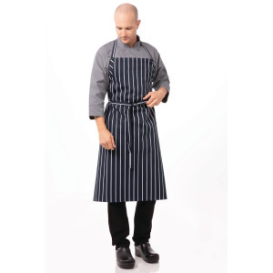 Predpasnik Bavette Premium s črtastim modrim in belim vzorcem - Chef Works - Fourniresto