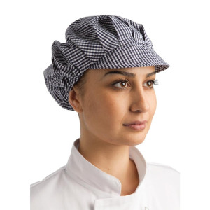 Charlotte z modrimi in belimi karirastimi vzorci iz poliestra in bombaža - enotna velikost - Whites Chefs Clothing - Fourniresto