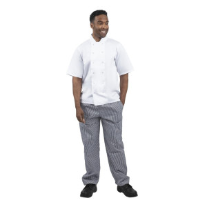 Hlače za kuharje Vegas v modri in beli barvi s karirastim vzorcem - velikost L - Whites Chefs Clothing - Fourniresto