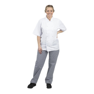 Hlače za kuharje Vegas v modri in beli barvi s karirastim vzorcem - velikost L - Whites Chefs Clothing - Fourniresto