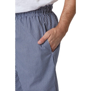 Hlače za kuharje Vegas v modri in beli kockasti vzorci - velikost M - Whites Chefs Clothing - Fourniresto