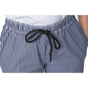 Hlače za kuharje Vegas v modri in beli kockasti vzorci - velikost M - Whites Chefs Clothing - Fourniresto