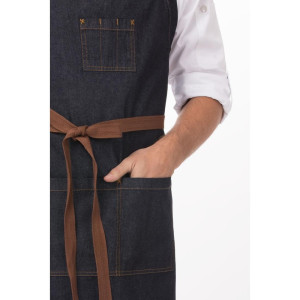 Predpasnik Bavette Blue Urban Memphis 890 x 1005 mm - Chef Works - Fourniresto